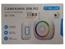CAMPAINHA SEM FIO C/ LUZES COLORIDAS IT-BLUE SD-179A