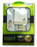 CARREGADOR ELETRICO TURBO 5.1A (3 USB+1 V8) X-CELL