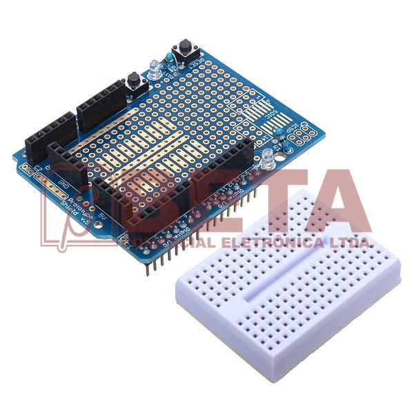 PROTO SHIELD ARDUINO UNO + PROTOBOARD - Beta Componentes Eletrônicos