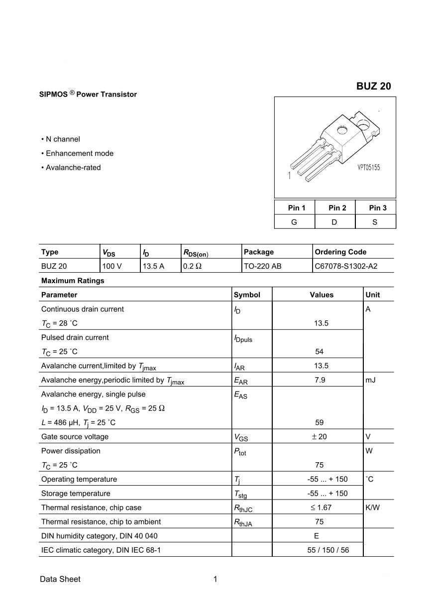 Transistor Siemens BUZ382 - Neuf D'origine - Pour Réparation électronique Ou Amplificateur
