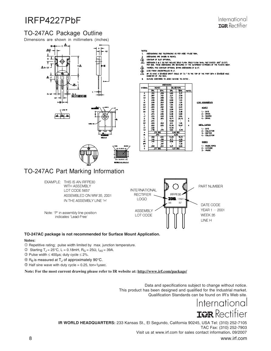 TRANSISTOR IRFP 4227 PFB Beta Componentes Eletrônicos