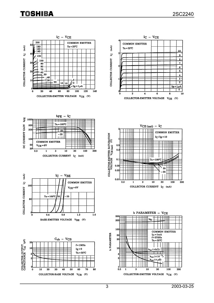 Lot De 5 Transistors NPN 2SC2240 / C2240 TO-92 - 120V 0.1A 300mW - Pour Réparations électroniques